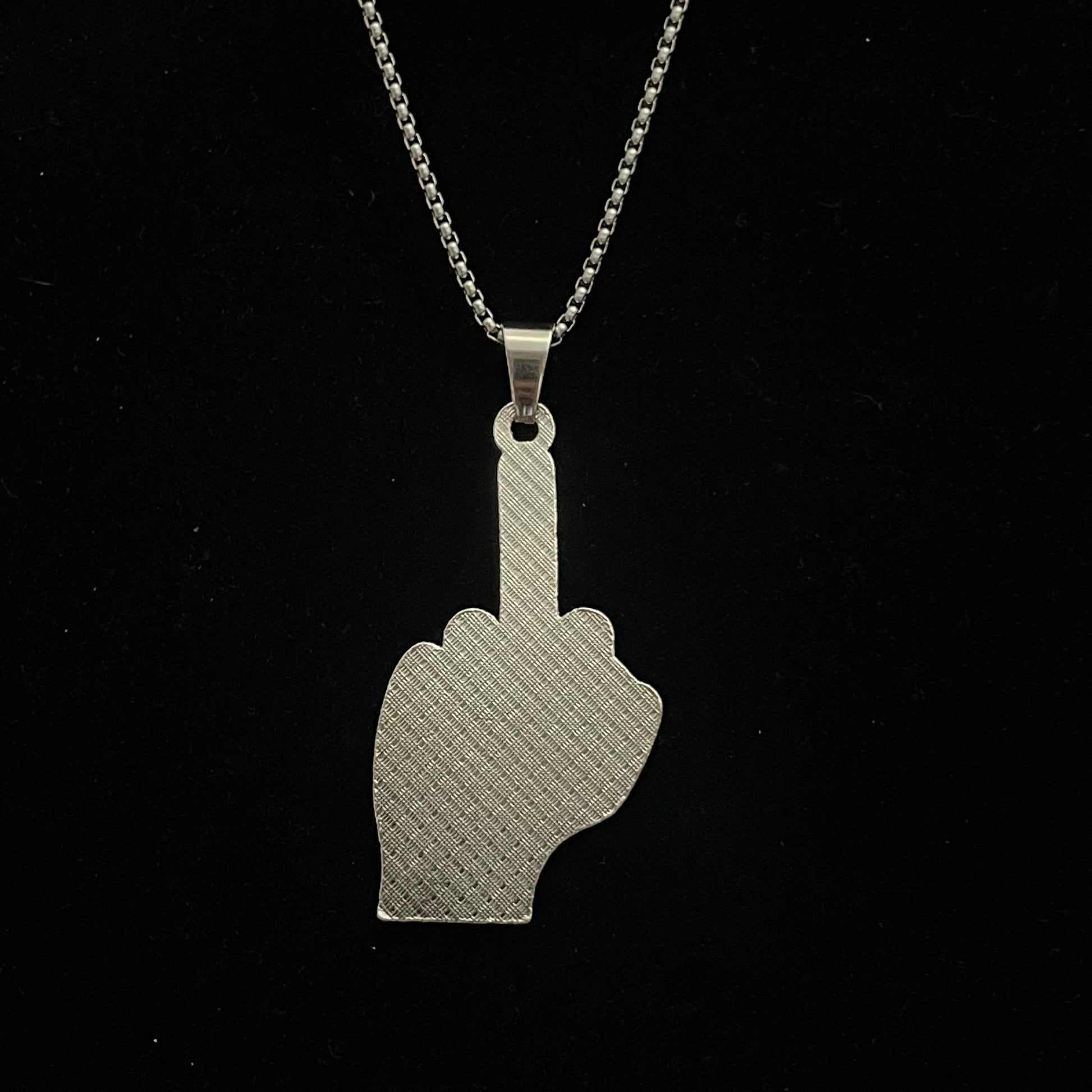 Middle Finger Iced Out Hip Hop Pendant Necklace With Chain - DropShp