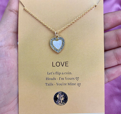 Waterproof Stone Studded Heart Charm Necklace - DropShp