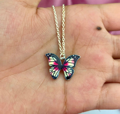 Waterproof Black Butterfly With Silver Chain Necklace - DropShp