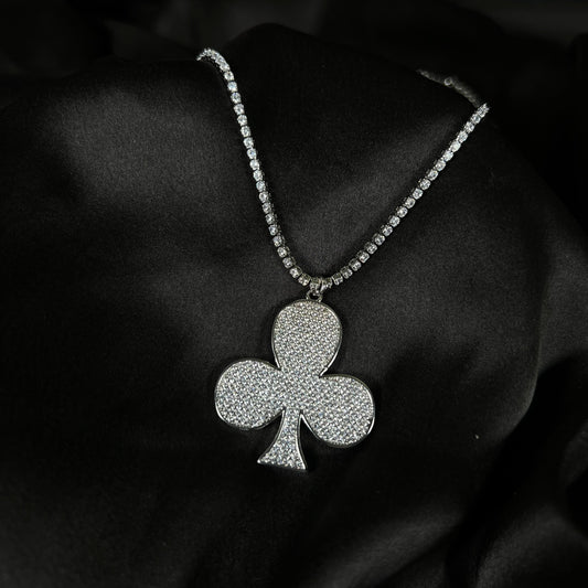 Poker Iced Out Pendant Necklace With Stone Studded Copper Chain - DropShp