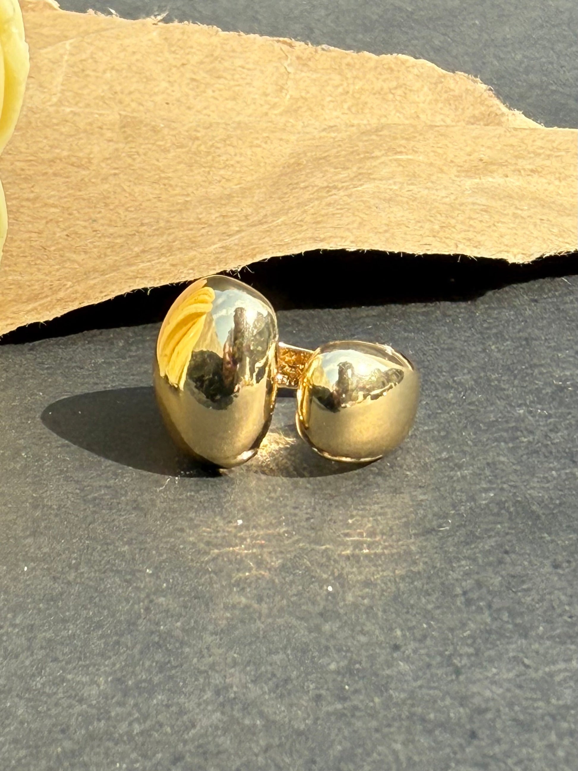 18K Golden Stainless Steel Chunky Bubble Adjustable Ring - DropShp