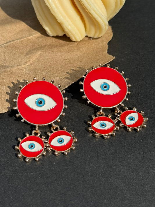 Red Dripping Oil Evil Eye Drop Statement Earring - DropShp