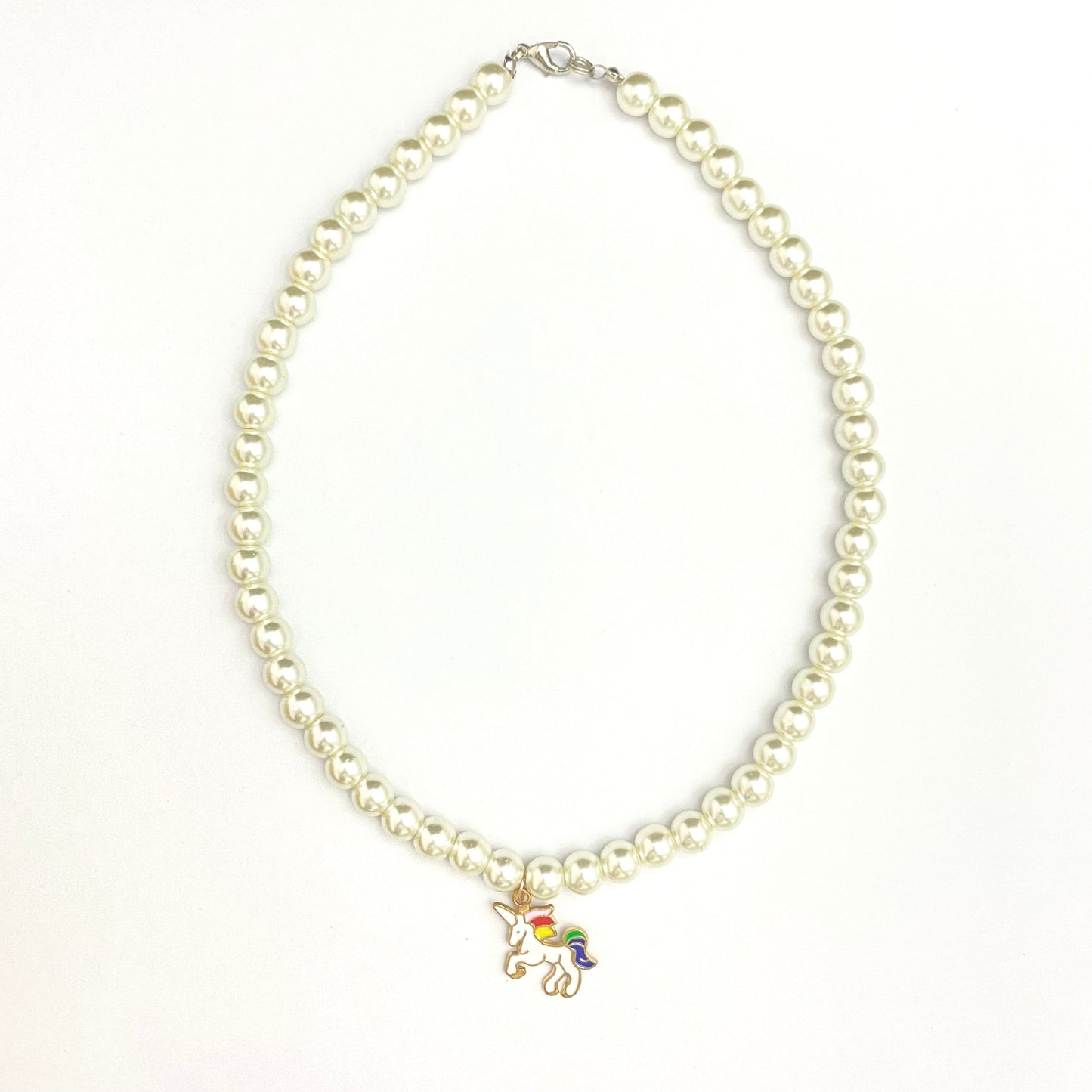Cute Elegant 8mm Pearl Necklace With Unicorn Charm - DropShp