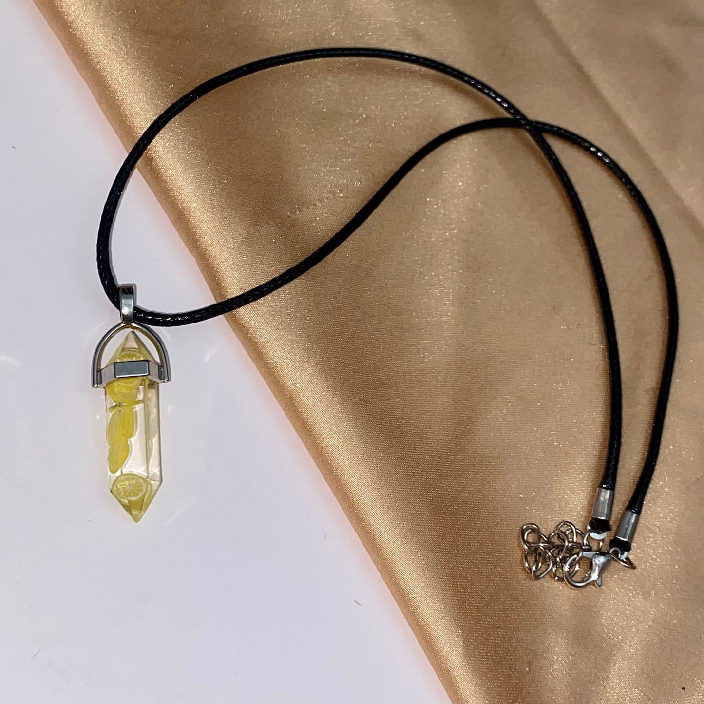 Transparent Lemon Print Pencil Pendant Necklace (D-5) - DropShp