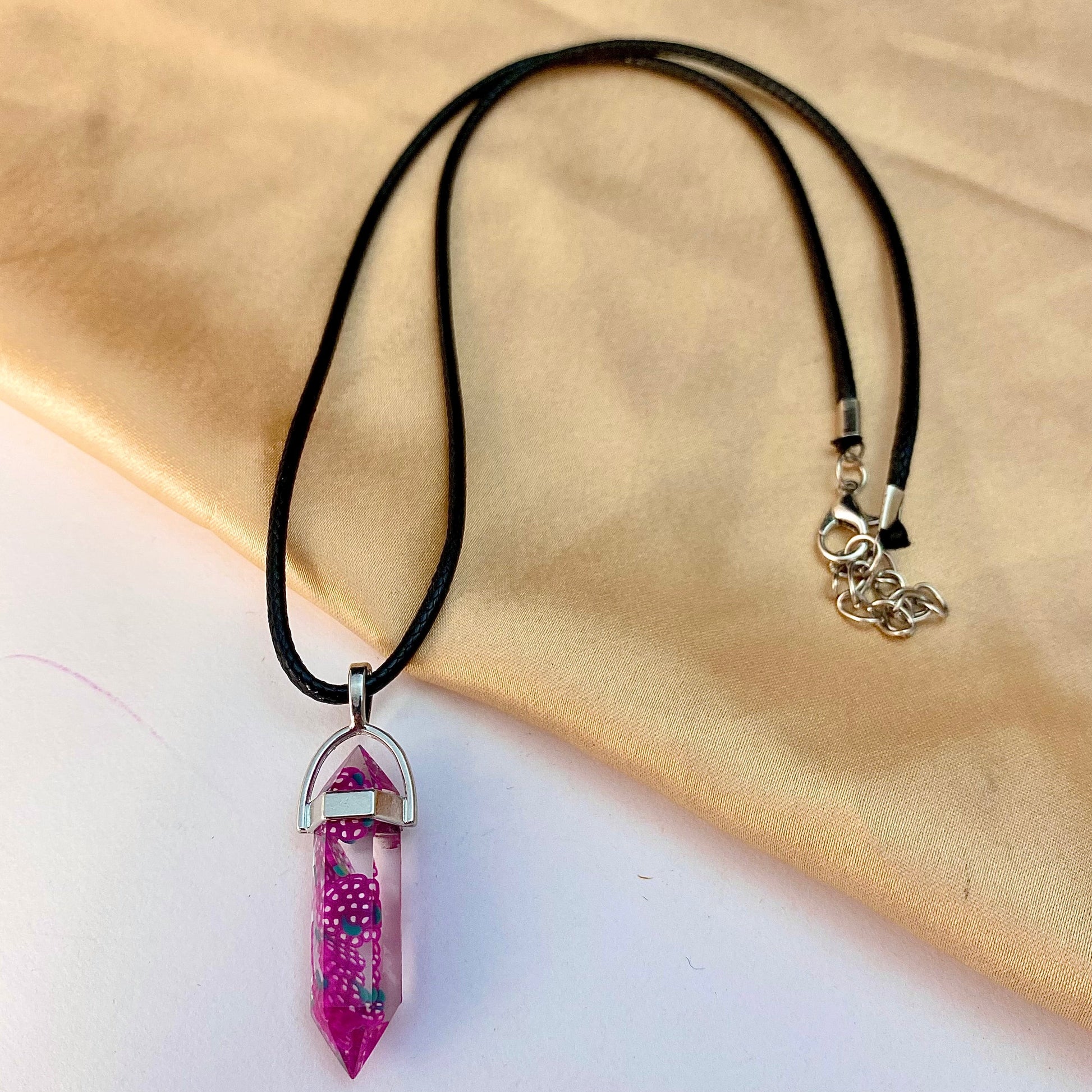 Purple Strawberry Print Pencil Pendant Necklace (D-9) - DropShp