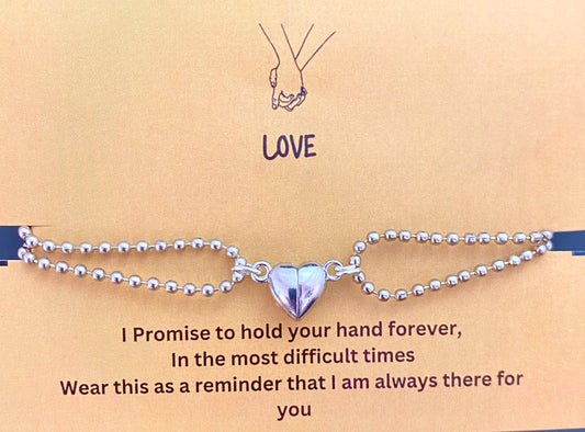 Silver Magnetic Heart Couple Necklace - DropShp