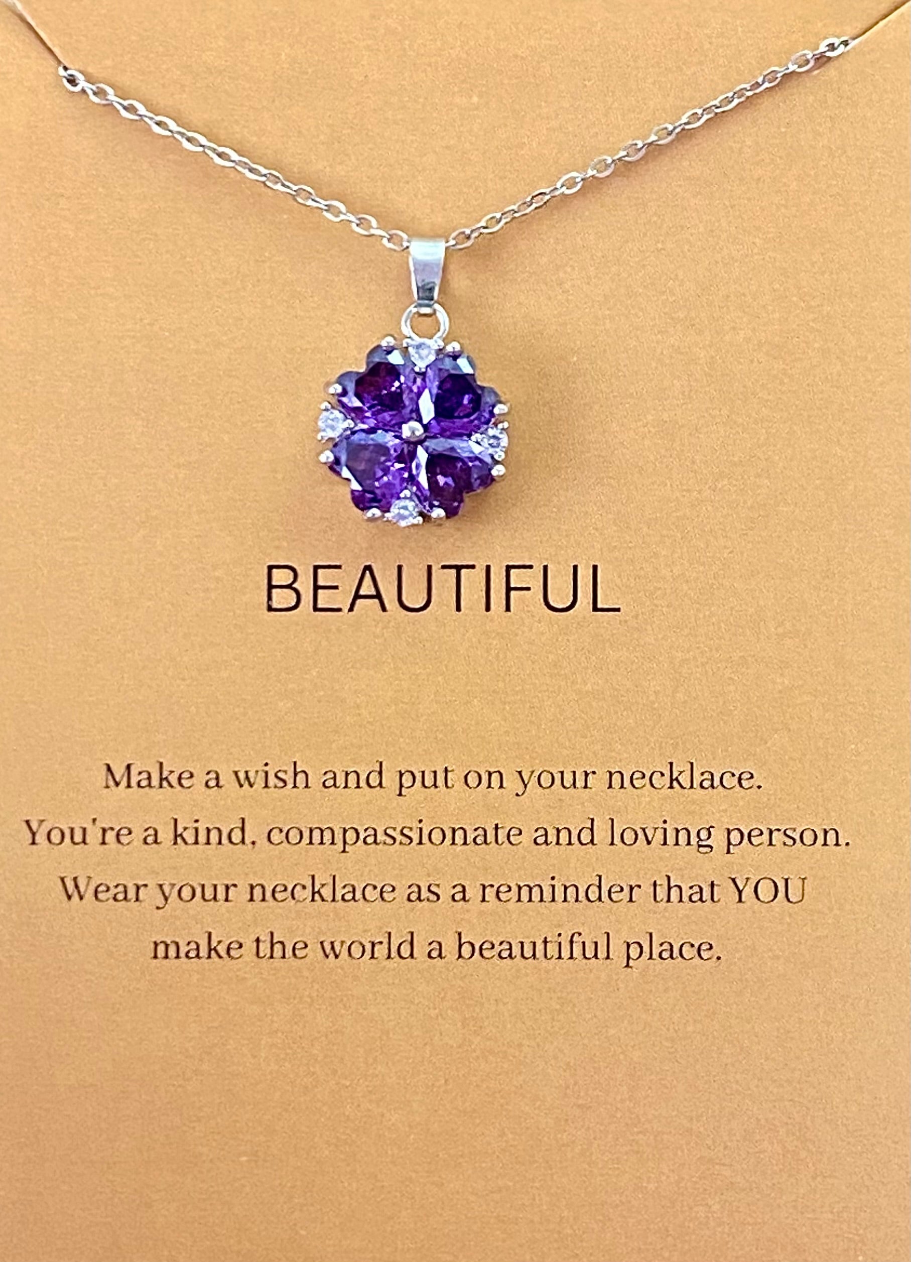 Premium Lavender Flower Shape Necklace  With Stainless Steel Chain - DropShp