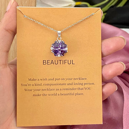Premium Lavender Flower Shape Necklace  With Stainless Steel Chain - DropShp