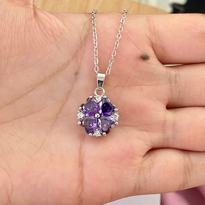 Premium Lavender Flower Shape Necklace  With Stainless Steel Chain - DropShp