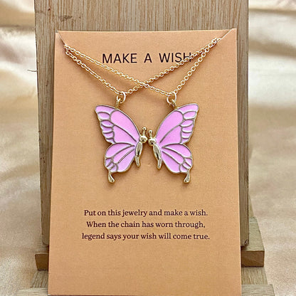 Pink Butterfly Friendship Necklace - DropShp