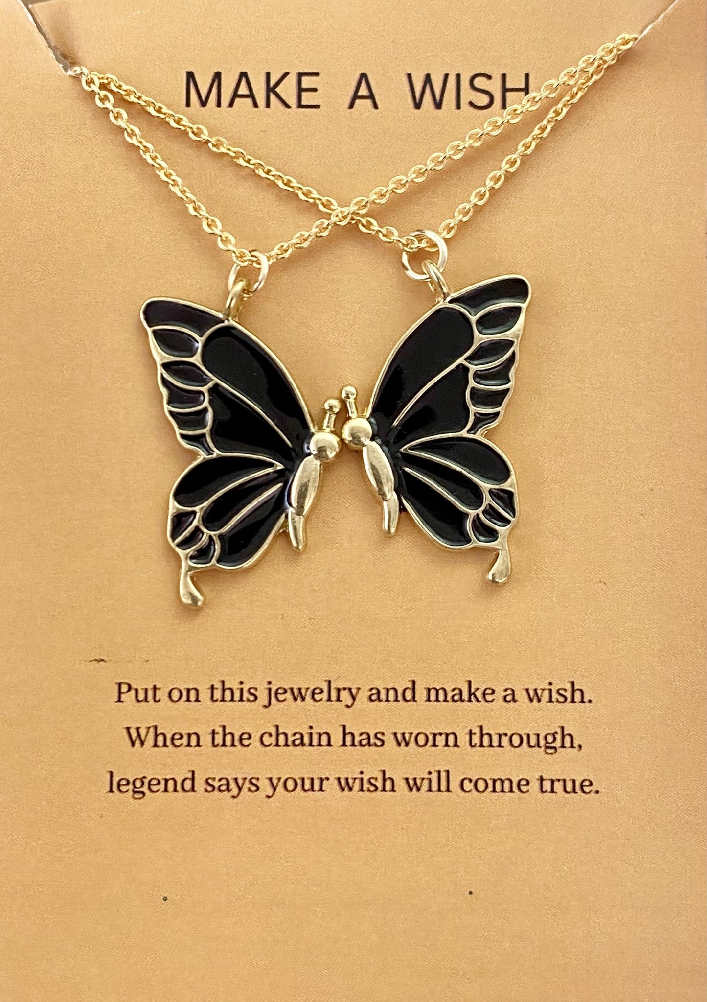 Black Butterfly Friendship Necklace - DropShp