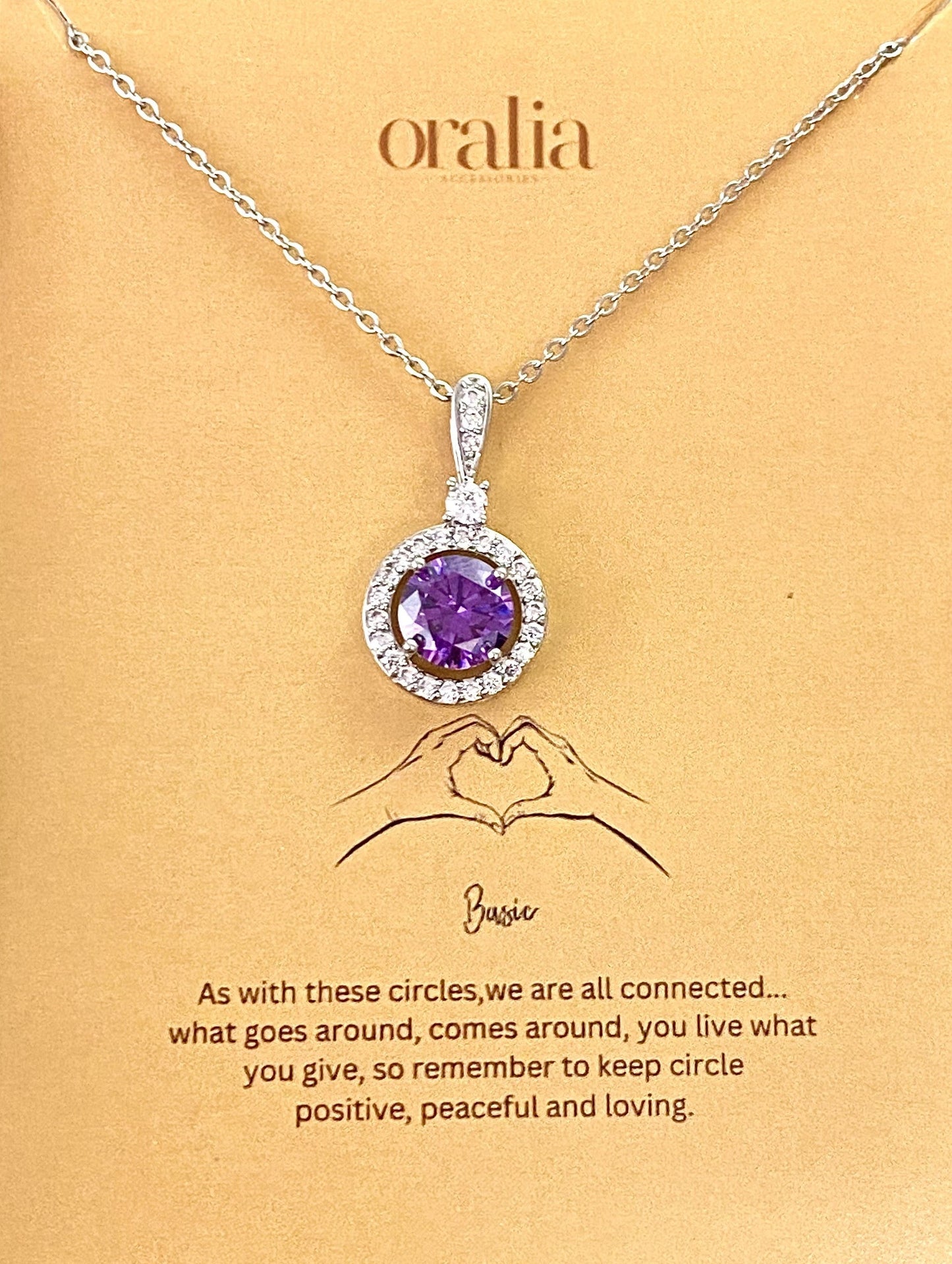 Premium Round Shape Lavender Stone Necklace With Stainless Steel Chain - DropShp