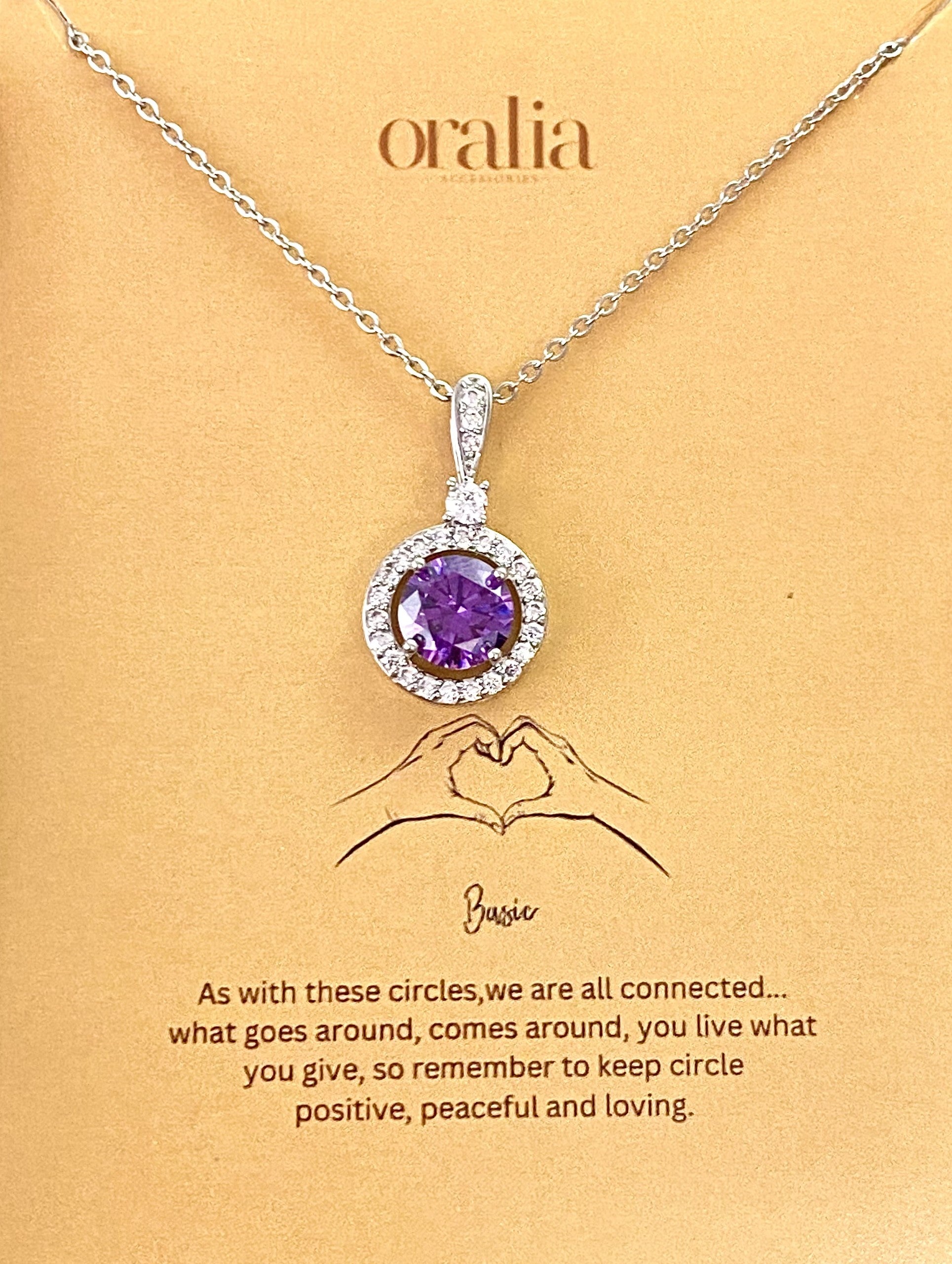 Premium Round Shape Lavender Stone Necklace With Stainless Steel Chain - DropShp