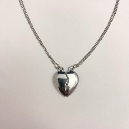 Silver Antitarnish Broken Heart Couple Necklace - DropShp