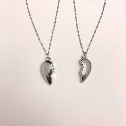 Silver Antitarnish Broken Heart Couple Necklace - DropShp