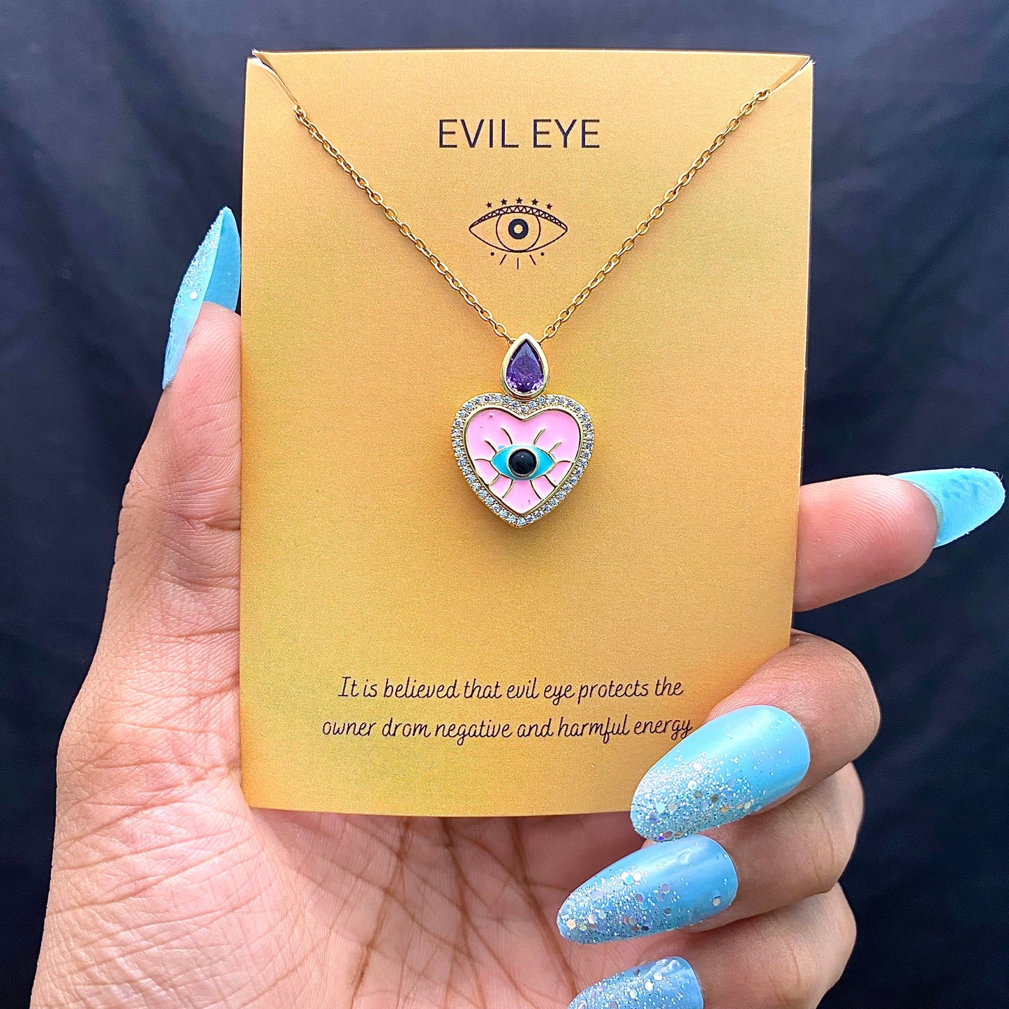 Simple Style Evil Eye Heart Shape Stainless Steel Chain Necklace - DropShp