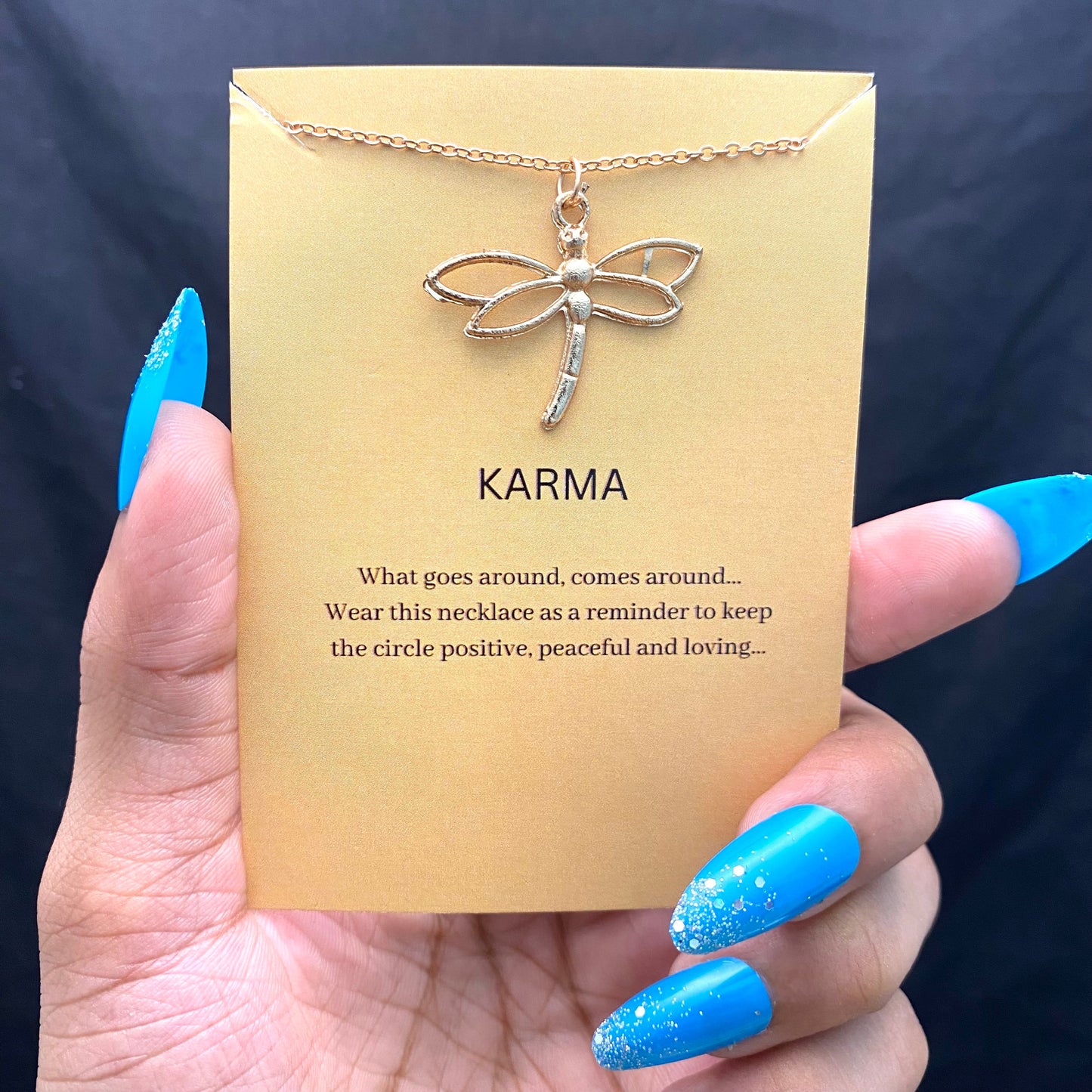 Minimal Golden Dragon Fly Card Necklace| Perfect for Dailywear - DropShp
