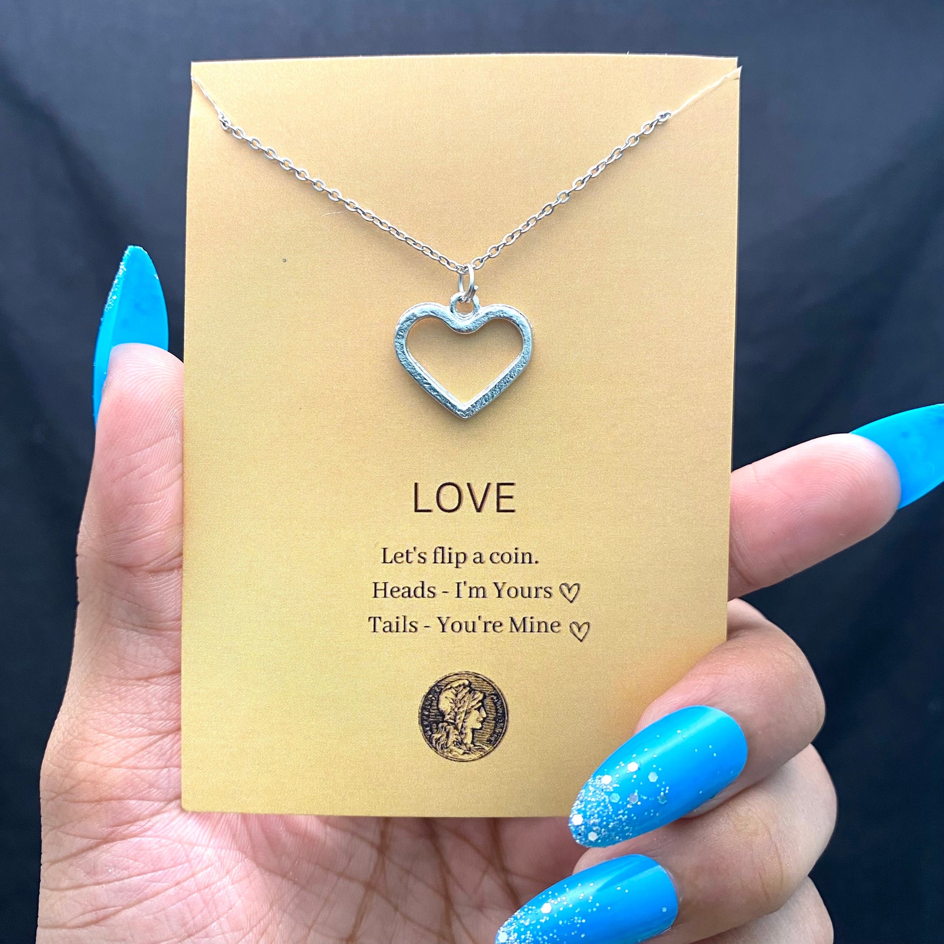 Minimal Silver Heart Card Necklace | Waterproof Chain | Perfect for Dailywear - DropShp