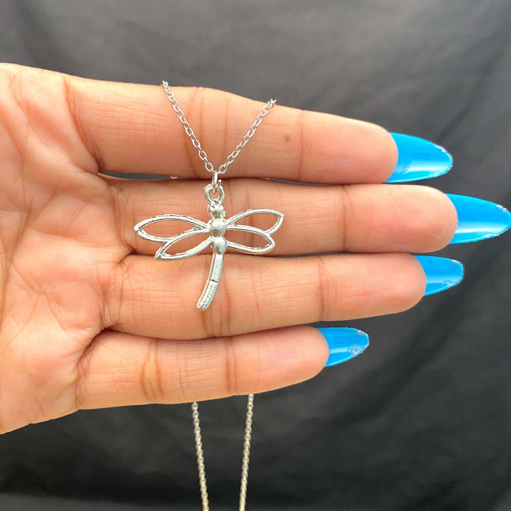 Minimal Silver Dragonfly Card Necklace | Waterproof Chain | Perfect for Dailywear - DropShp