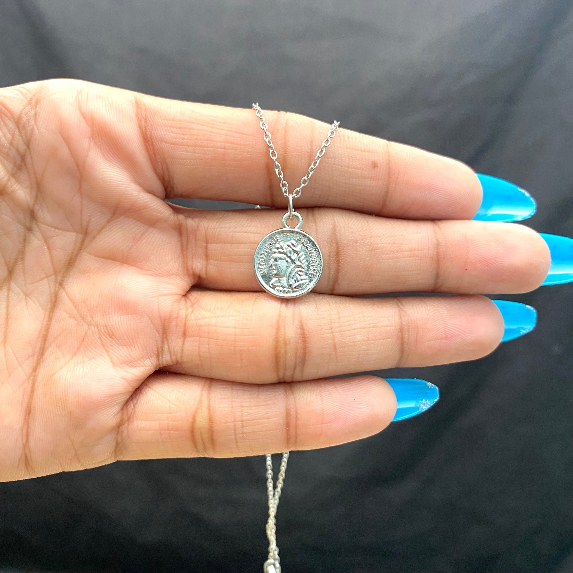 Minimal Silver Coin Card Necklace | Waterproof Chain | Perfect for Dailywear - DropShp