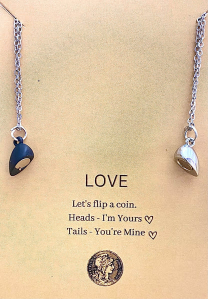 Waterproof Silver Magnetic Heart Couple Necklace With Stainless Steel Chain - DropShp