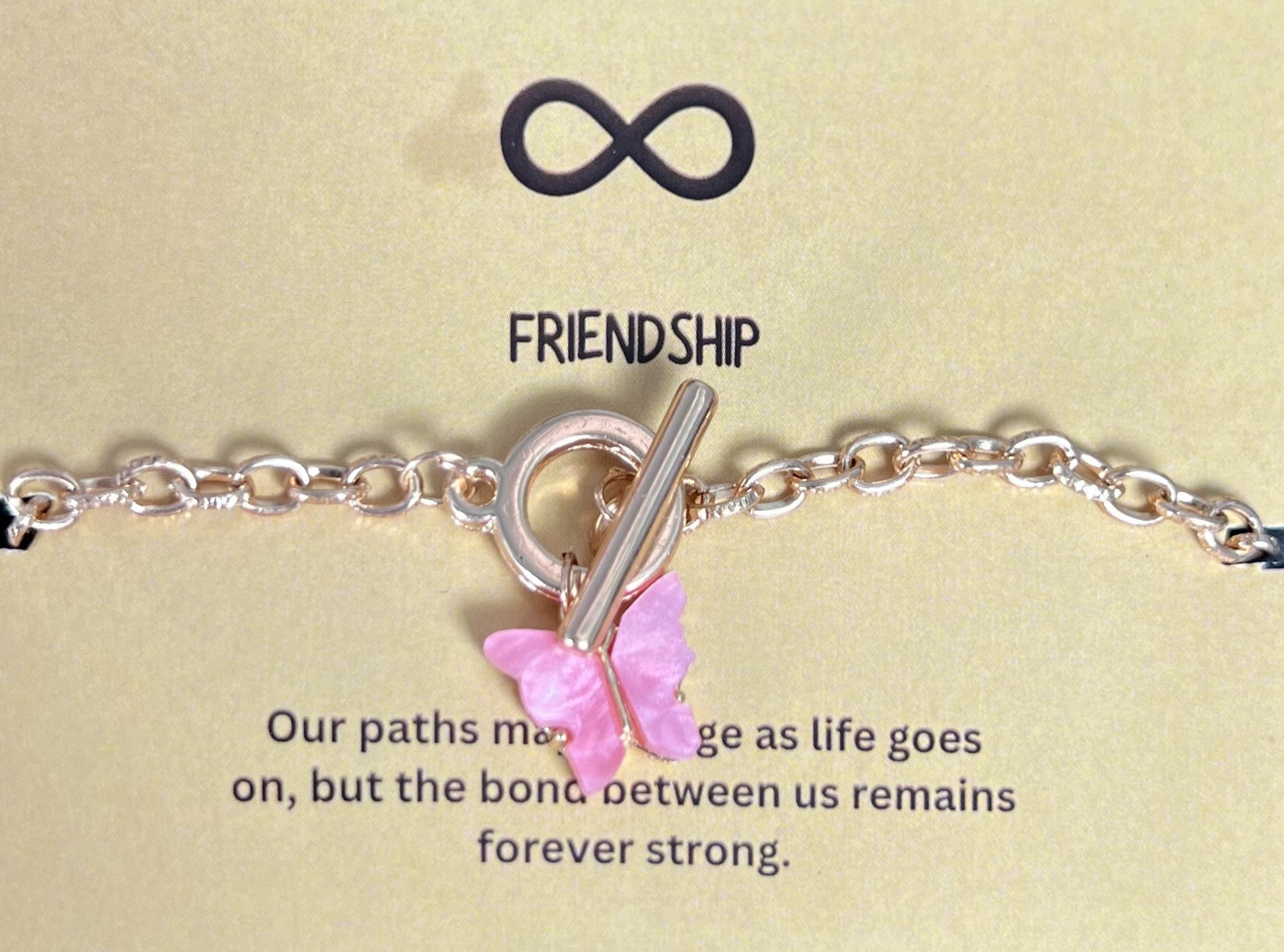 Simple Classic Slim Gold Link Chain Bracelet With Butterfly (Dark Pink) - DropShp