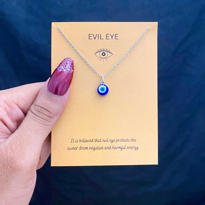 Waterproof Evil Eye Charm Necklace With Stainless Steel Chain - DropShp