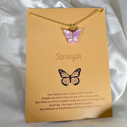 Lavender Acrylic Butterfly Charm Necklace (Golden) - DropShp