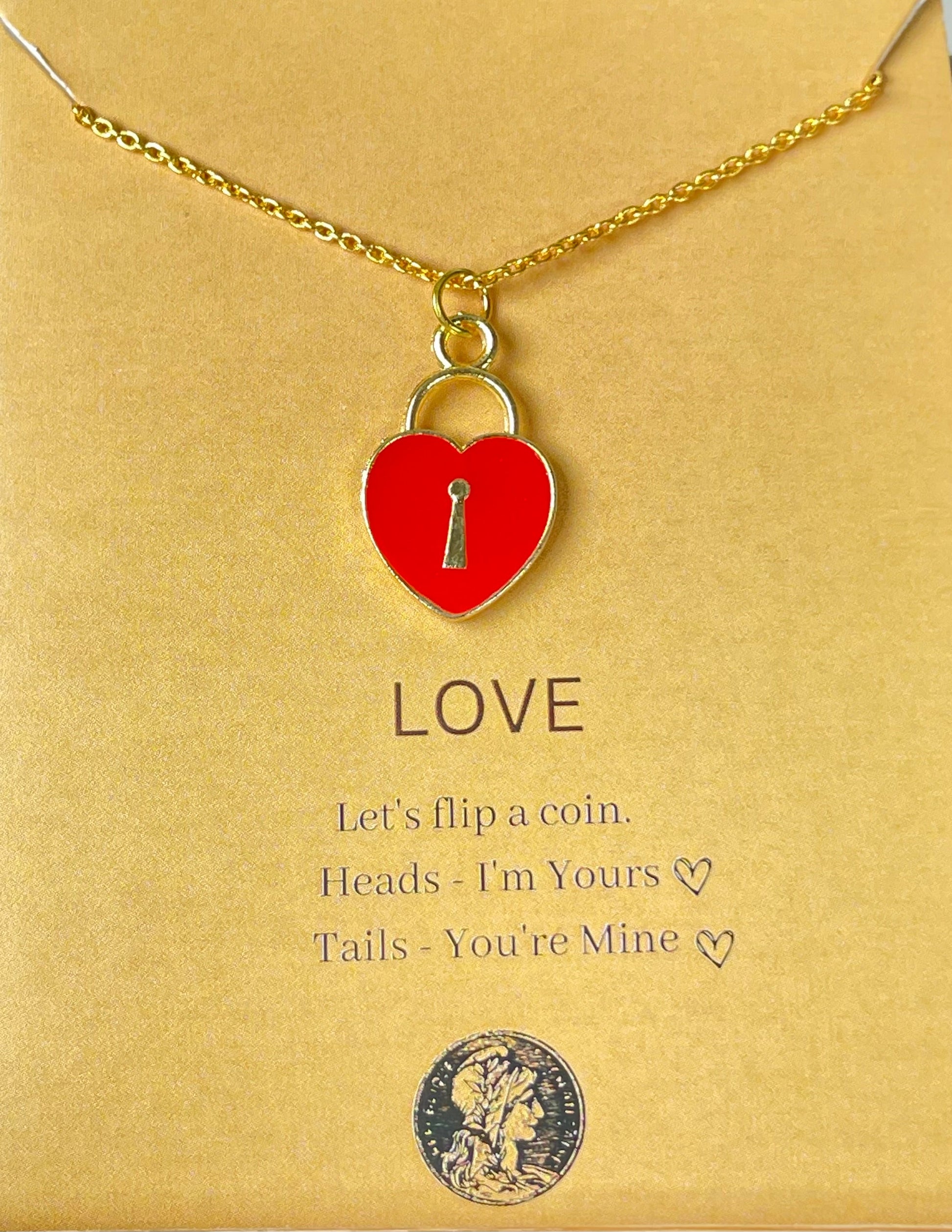 Red Heart  Lock Charm Necklace (Waterproof) - DropShp