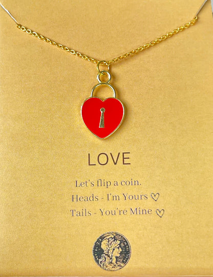 Red Heart  Lock Charm Necklace (Waterproof) - DropShp