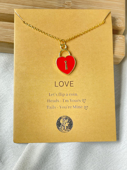 Red Heart  Lock Charm Necklace (Waterproof) - DropShp