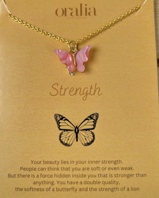 Dark Pink  Acrylic Butterfly Necklace - DropShp