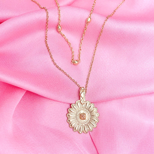 Layered Golden Sunflower Charm Necklace - DropShp