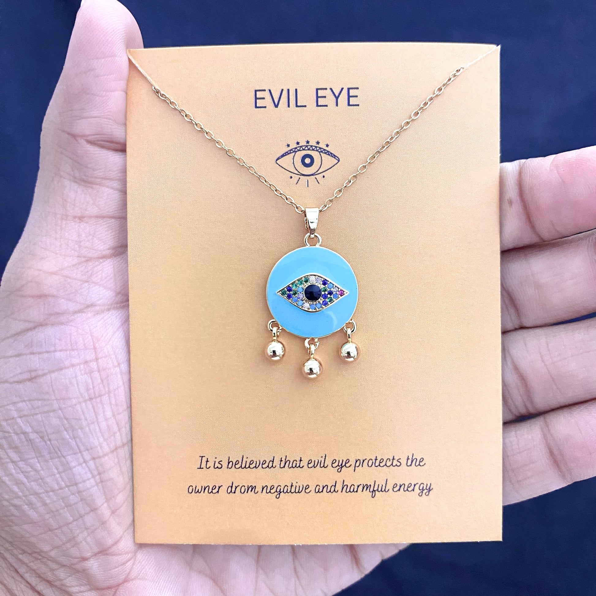 Premium Golden Evil Eye Necklace With Stainless Steel Chain - DropShp