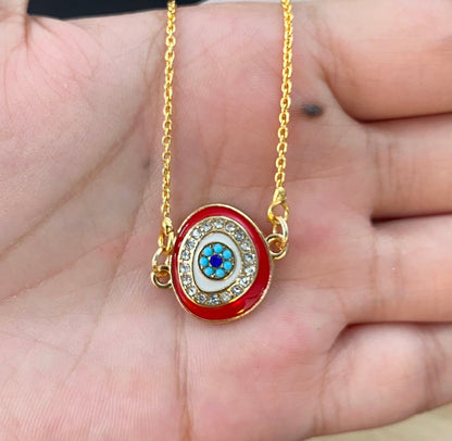Red Zircon Evil Eye Charm Necklace(Waterproof) - DropShp