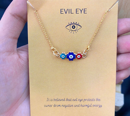 Triple Flowers Evil Eye Charm Necklace(Waterproof) - DropShp