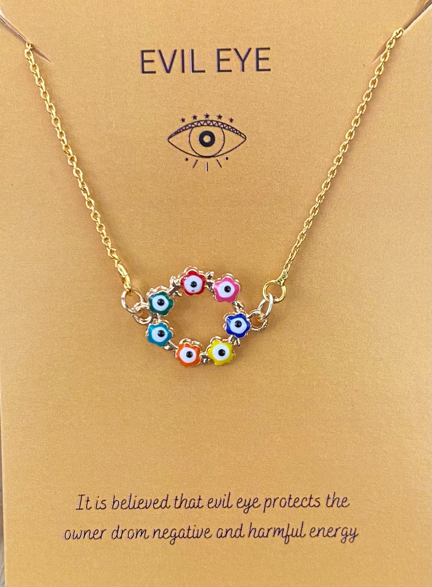 Multicolour Flowers Evil Eye Charm Necklace(Waterproof) - DropShp