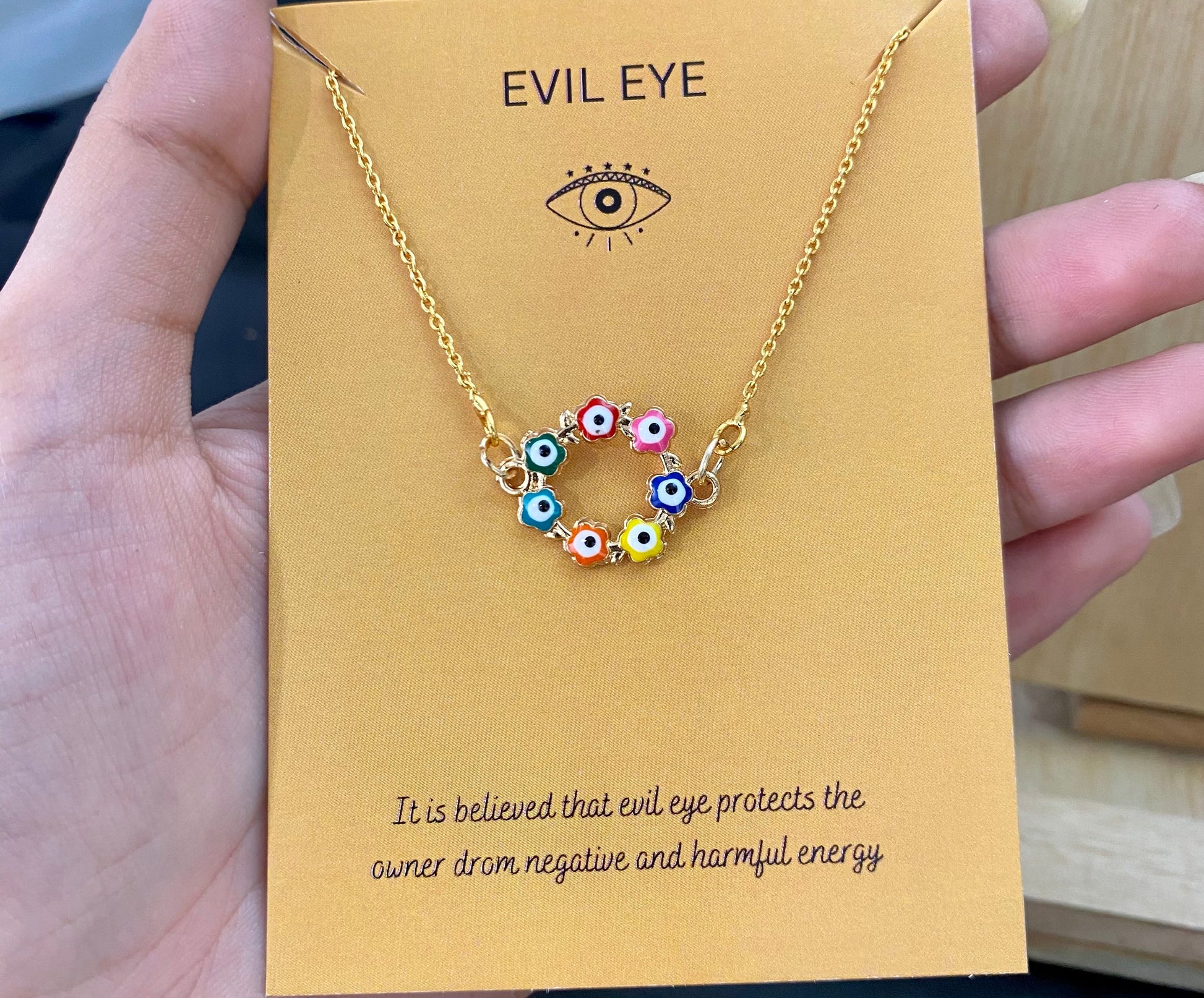 Multicolour Flowers Evil Eye Charm Necklace(Waterproof) - DropShp