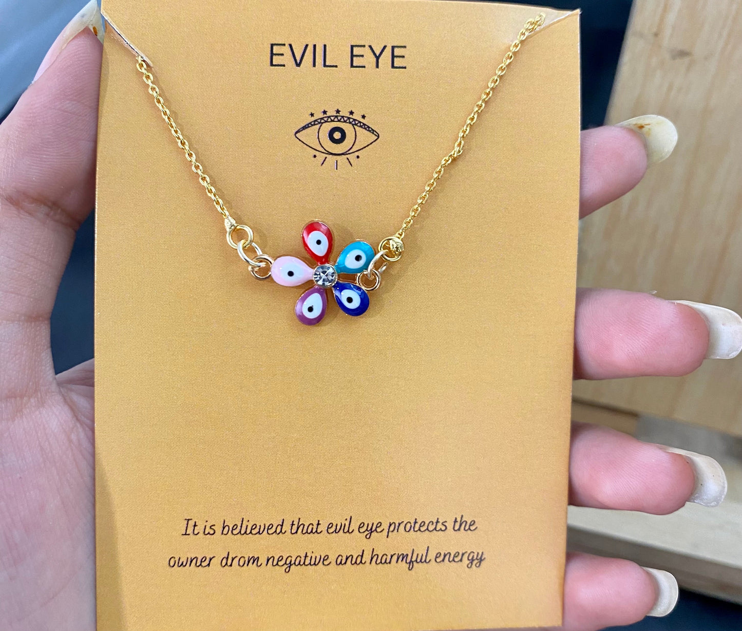Flower Evil Eye Charm Necklace(Waterproof) - DropShp