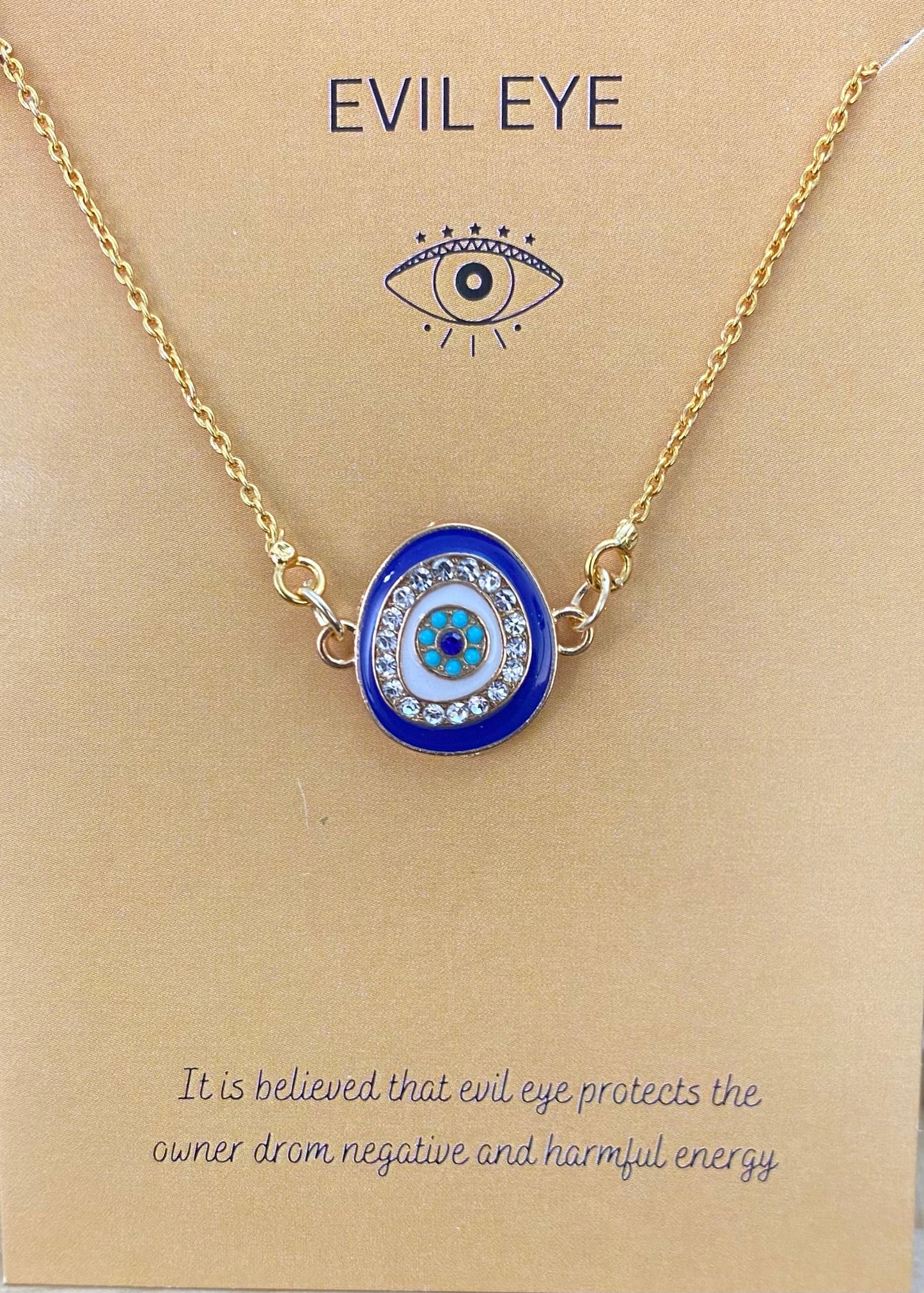 Blue Zircon Evil Eye Charm Necklace(Waterproof) - DropShp
