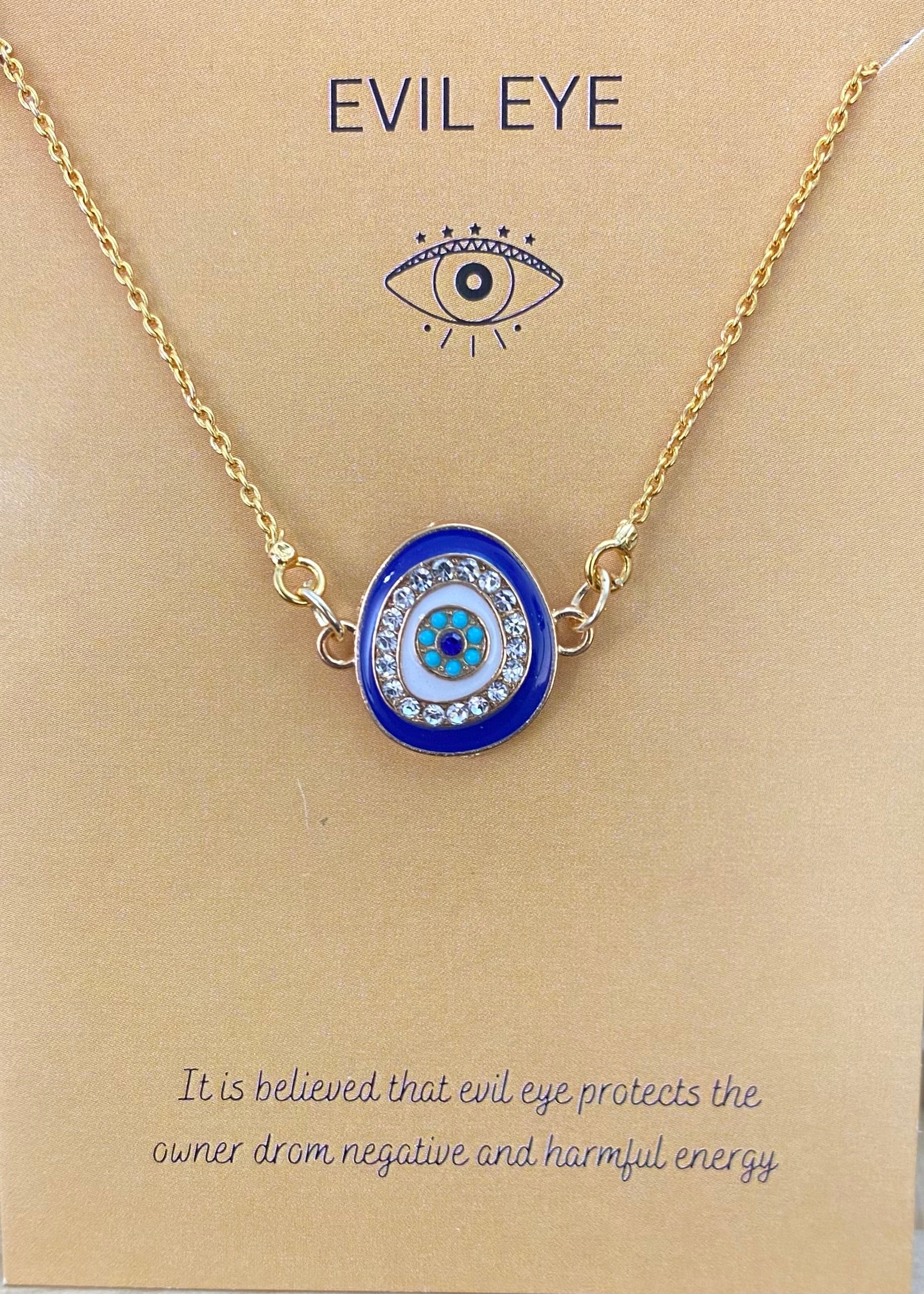 Blue Zircon Evil Eye Charm Necklace(Waterproof) - DropShp