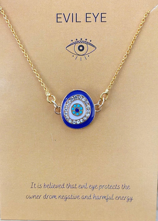 Blue Zircon Evil Eye Charm Necklace(Waterproof) - DropShp