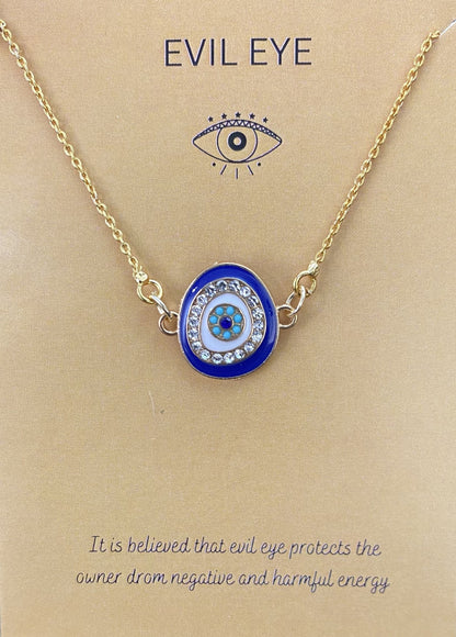 Blue Zircon Evil Eye Charm Necklace(Waterproof) - DropShp