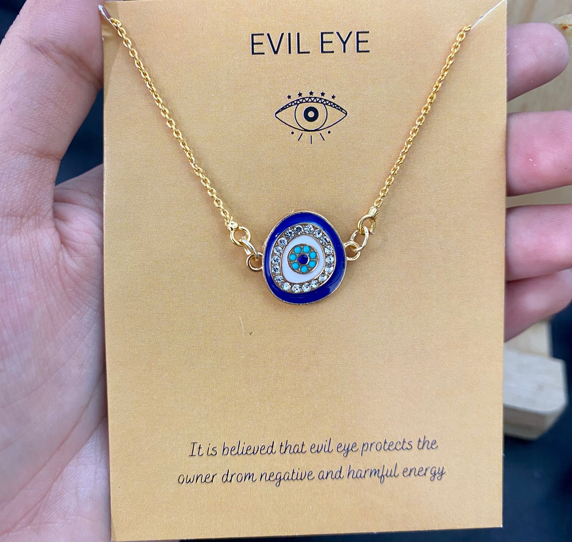 Blue Zircon Evil Eye Charm Necklace(Waterproof) - DropShp