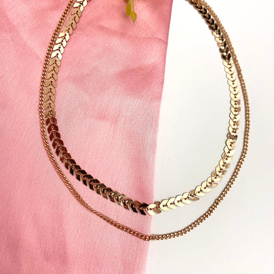 Double Layered Golden Arrow Chain Necklace - DropShp