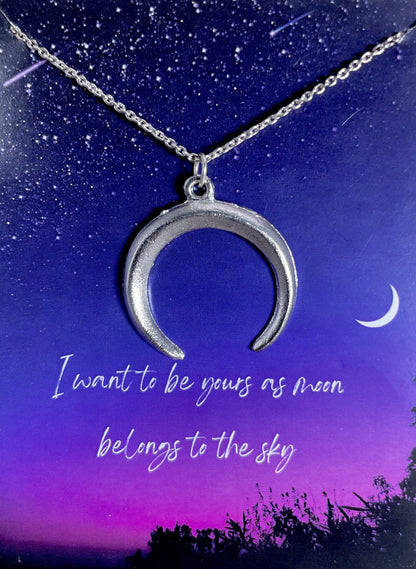 Silver Big Moon Charm Necklace(Waterproof) - DropShp