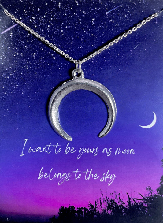 Silver Big Moon Charm Necklace(Waterproof) - DropShp