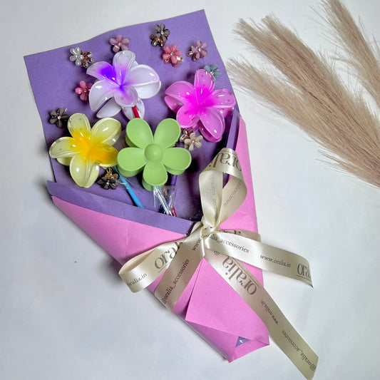 Glossy Finish Stylish Flower Shaped Claw Clips ( Pack Of 14 )Hair Accessories For Girls Comes In Random Colour - DropShp