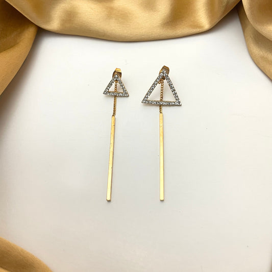 Golden Stone Studded Triangle Drop Korean Earrings - DropShp