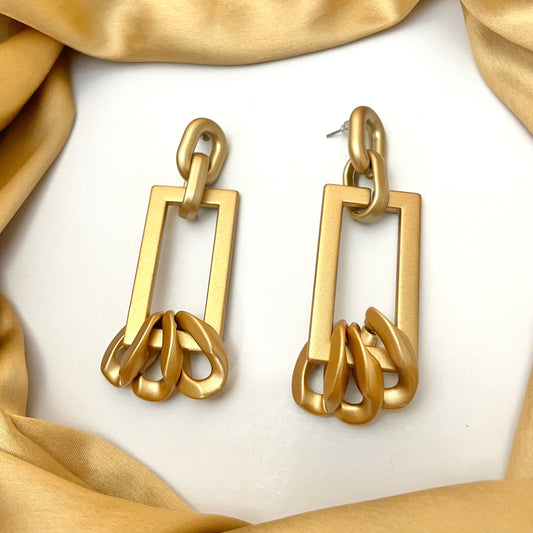 Golden Drop Dangler Korean Earrings - DropShp